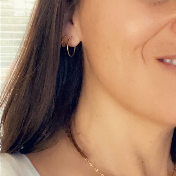 14k Gold Vermeil Hoop Earrings 18mm - Picture 3 of 6